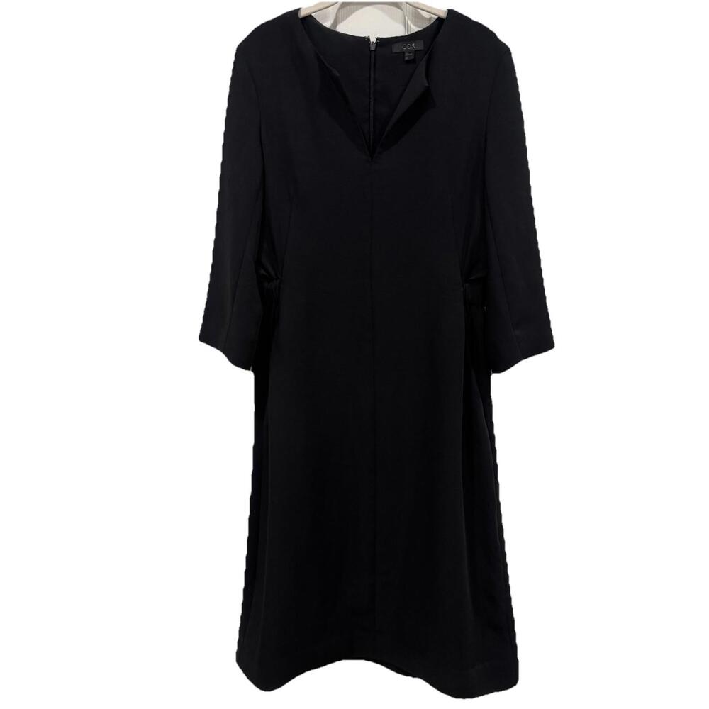 COS US Women's Medium M Black Waisted Cinch Shaped Silhouette Elegant ‎ Dress
